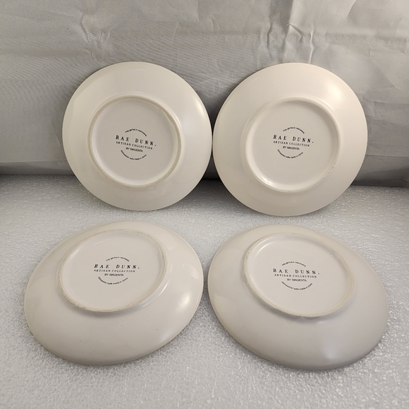Set of 4 Rae Dunn Artisan Collection Rest Relax Porcelain Dessert Plates - Picture 2 of 9